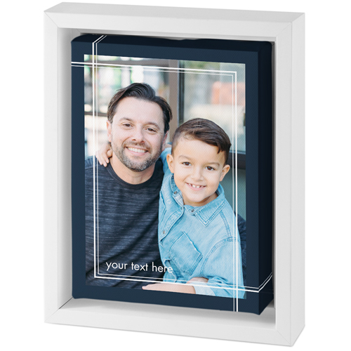Linear Border Tabletop Framed Canvas Print, 5x7, White, Tabletop Framed Canvas Prints, Black