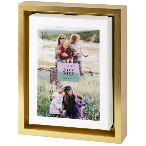 Then and Now Tabletop Framed Canvas Print, 5x7, Gold, Tabletop Framed Canvas Prints, White, white