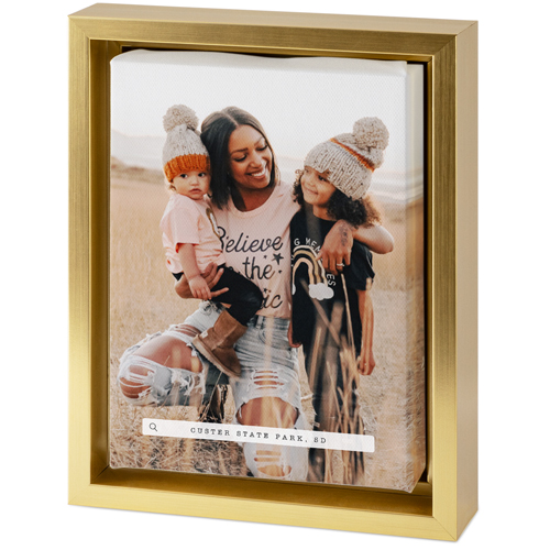 Travel Banner Portrait Tabletop Framed Canvas Print, 5x7, Gold, Tabletop Framed Canvas Prints, Black, black