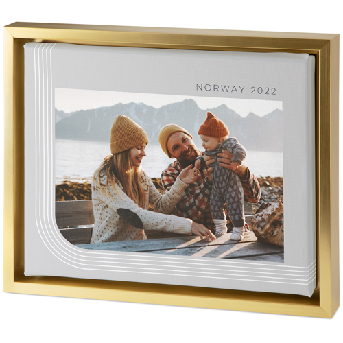 Curved Lines Border Tabletop Framed Canvas Print, 8x10, Gold, Tabletop Framed Canvas Prints, Gray, smoke