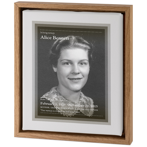 In Memoriam Portrait Tabletop Framed Canvas Print, 8x10, Natural, Tabletop Framed Canvas Prints, Gray