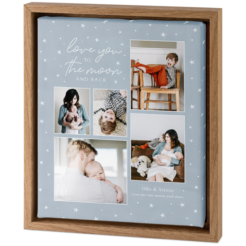 To The Moon Frame Tabletop Framed Canvas Print, 8x10, Natural, Tabletop Framed Canvas Prints, Blue, celeste