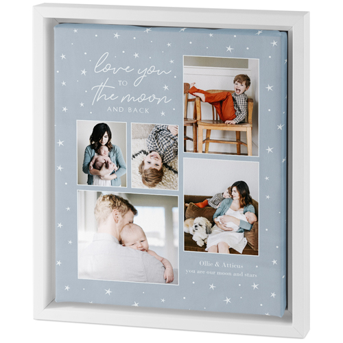 To The Moon Frame Tabletop Framed Canvas Print, 8x10, White, Tabletop Framed Canvas Prints, Blue, celeste