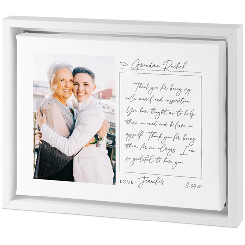 Handwritten Letter Grandma Tabletop Framed Canvas Print, 8x10, White, Tabletop Framed Canvas Prints, White