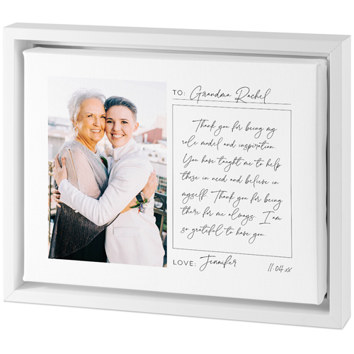 Handwritten Letter Grandma Tabletop Framed Canvas Print, 8x10, White, Tabletop Framed Canvas Prints, White, white