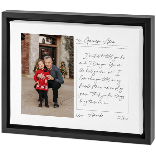 Handwritten Letter Grandpa Tabletop Framed Canvas Print, 8x10, Black, Tabletop Framed Canvas Prints, White