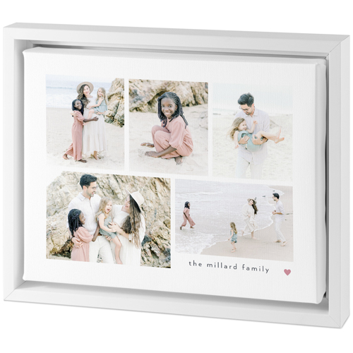 Modern Heart Collage Tabletop Framed Canvas Print, 8x10, White, Tabletop Framed Canvas Prints, White