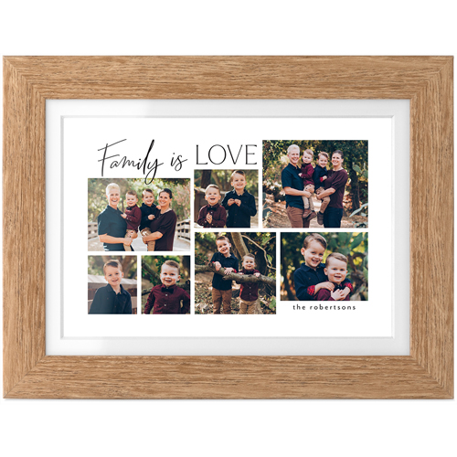 Family Is Love Script Tabletop Framed Prints, Natural, White, 4x6, Black