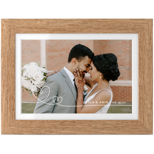 Double Heart Line Art Tabletop Framed Prints, Natural, White, 4x6, White, white