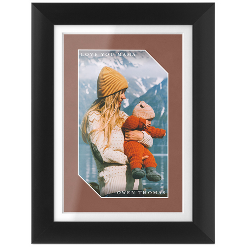 Modern Shape Frame Tabletop Framed Prints, Black, White, 4x6, Brown, sap