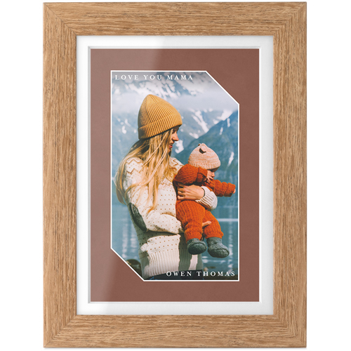 Modern Shape Frame Tabletop Framed Prints, Natural, White, 4x6, Brown