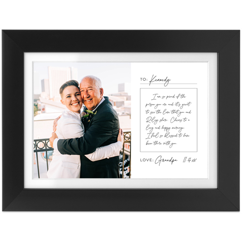 Handwritten Letter Tabletop Framed Prints, Black, White, 4x6, White, white