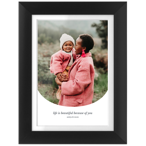 Curved Frame Tabletop Framed Prints, Black, White, 4x6, White, white