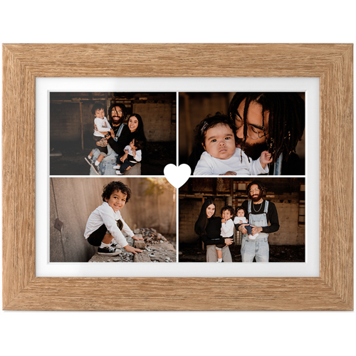 Heart Grid Tabletop Framed Prints, Natural, White, 4x6, White, white