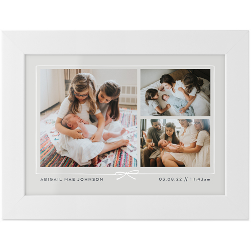 Bow Border Collage Tabletop Framed Prints, White, None, 5x7, Gray