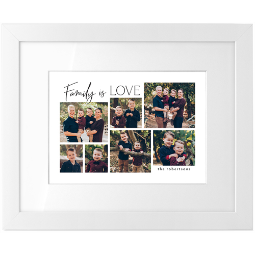 Family Is Love Script Tabletop Framed Prints, White, White, 5x7, Black, black