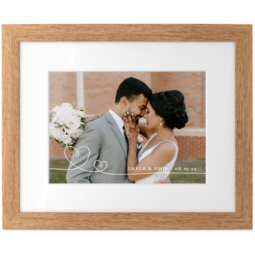 Double Heart Line Art Tabletop Framed Prints, Natural, White, 5x7, White, white