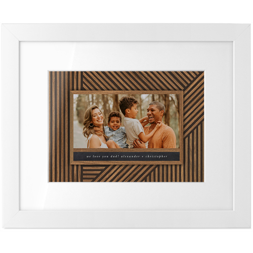 Crosshatch Wood Tabletop Framed Prints, White, White, 5x7, Brown, taupe