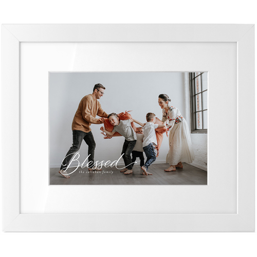 Blessed Script Tabletop Framed Prints, White, White, 5x7, White, white