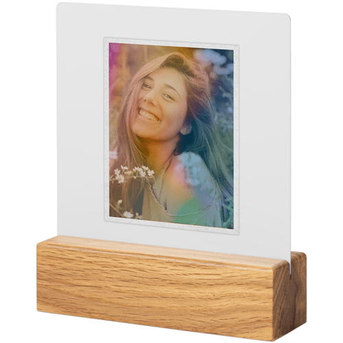 Rainbow Aura Frame Tabletop Metal Prints, 5x5, Natural, White, white