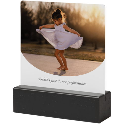 Curved Frame Tabletop Metal Prints, 5x5, Black, White, white