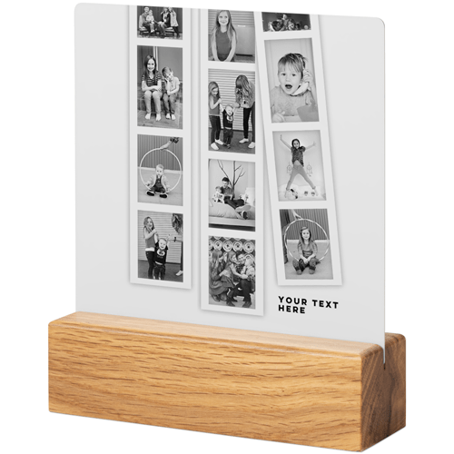 Modern Filmstrip Collage Tabletop Metal Prints, 5x5, Natural, White