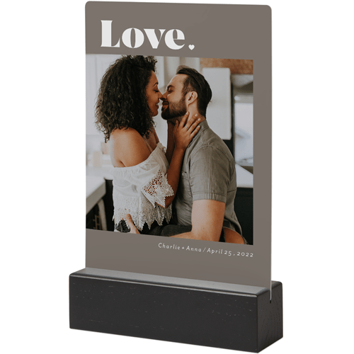 Bold Serif Love Tabletop Metal Prints, 5x7, Black, Gray