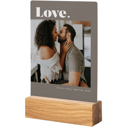 Bold Serif Love Tabletop Metal Prints, 5x7, Natural, Gray