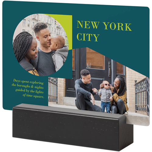 Geometric Travel Tabletop Metal Prints, 5x7, Black, Blue, azure