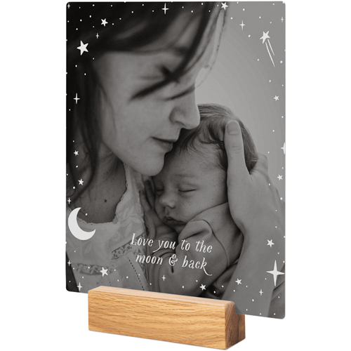Moon And Stars Overlay Tabletop Metal Prints, 8x10, Natural, White