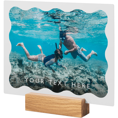 Wave Border Tabletop Metal Prints, 8x10, Natural, White, white