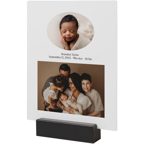 Stacked Oval Vignette Tabletop Metal Prints, 8x10, Black, White, white