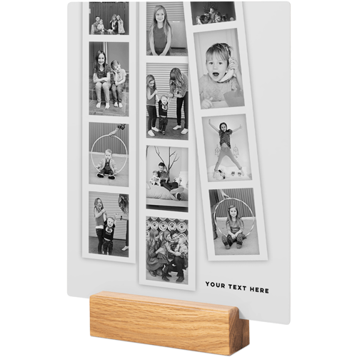 Modern Filmstrip Collage Tabletop Metal Prints, 8x10, Natural, White