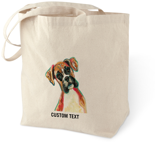 Boxer Custom Text Cotton Tote Bag, Multicolor
