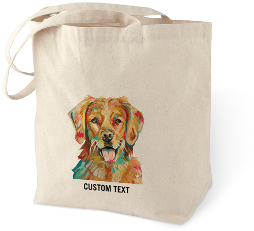 Golden Retriever Custom Text Cotton Tote Bag, Multicolor