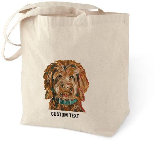 Goldendoodle Custom Text Cotton Tote Bag, Multicolor