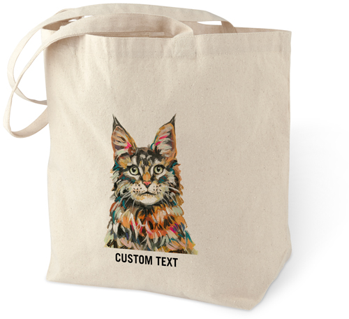 Maine Coon Custom Text Cotton Tote Bag, Multicolor