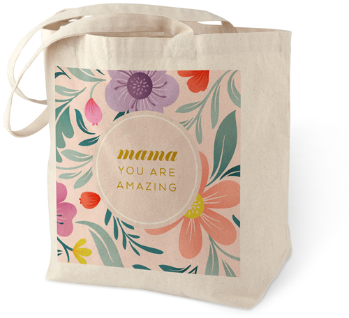 Floral Amazing Mama Cotton Tote Bag, Multicolor