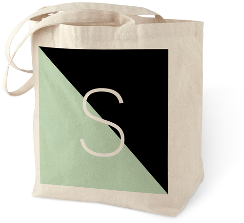 Colorblock Monogram Cotton Tote Bag, Green