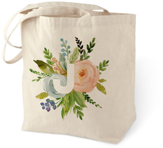 monogram floral cotton tote bag