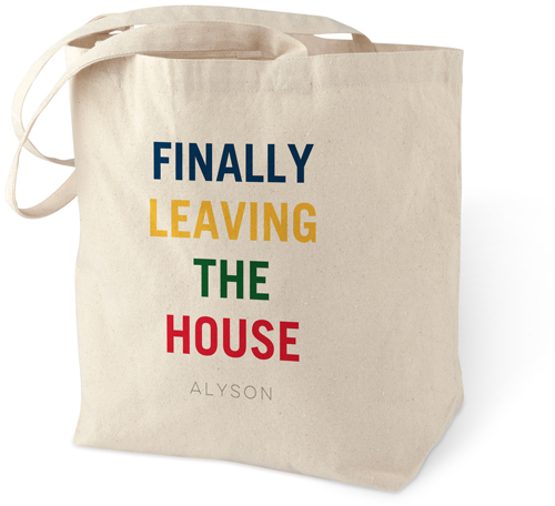 Finally Leaving the House Cotton Tote Bag, Blue