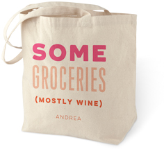 some groceries mostly wine cotton tote bag
