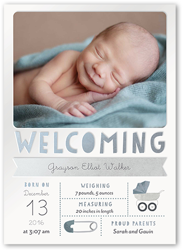 welcoming birth announcement