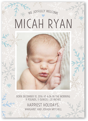 Welcoming Winter Boy 5x7 Unique Birth Announcements | Tiny Prints