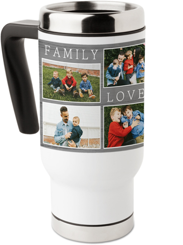 Family Full of Love and Joy Travel Mug with Handle, 17oz, Gray