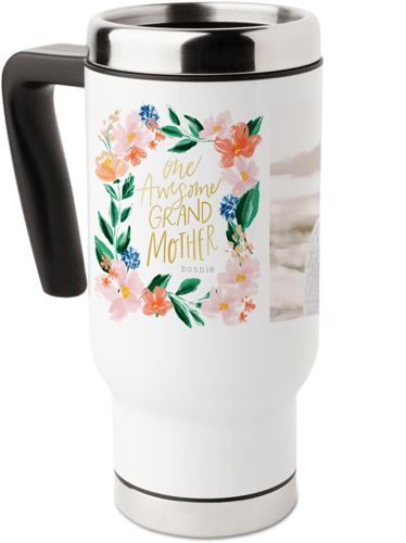 One Awesome Grandmother Travel Mug with Handle, 17oz, Pink