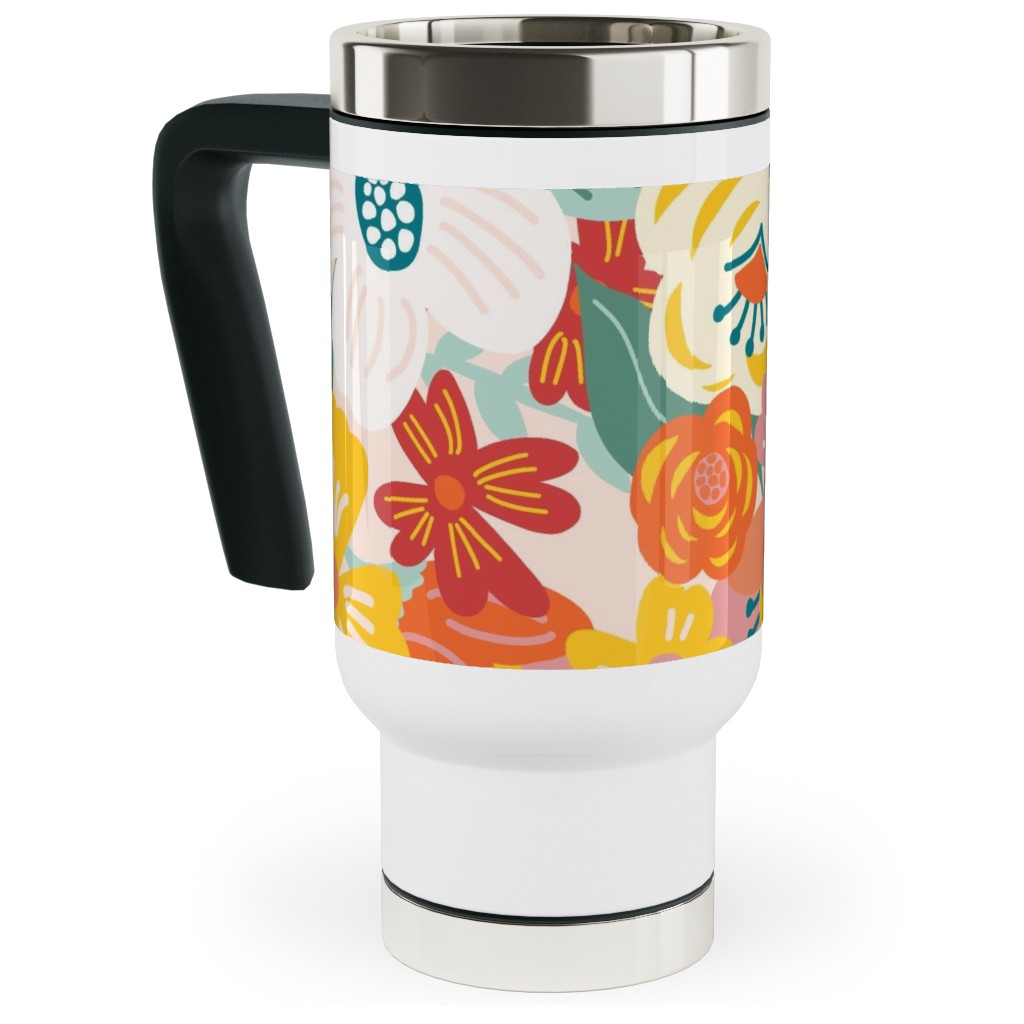 Liberty Florals Travel Mug with Handle, 17oz, Multicolor