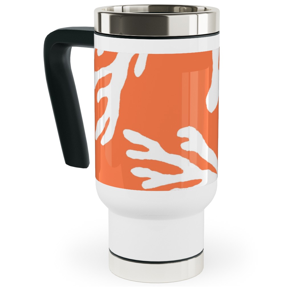 Coral - in Coral Travel Mug with Handle, 17oz, Orange, Orange