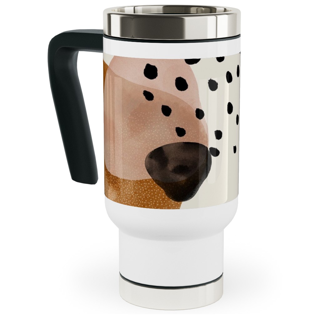 Geometric Pattern - Muted Travel Mug with Handle, 17oz, Multicolor