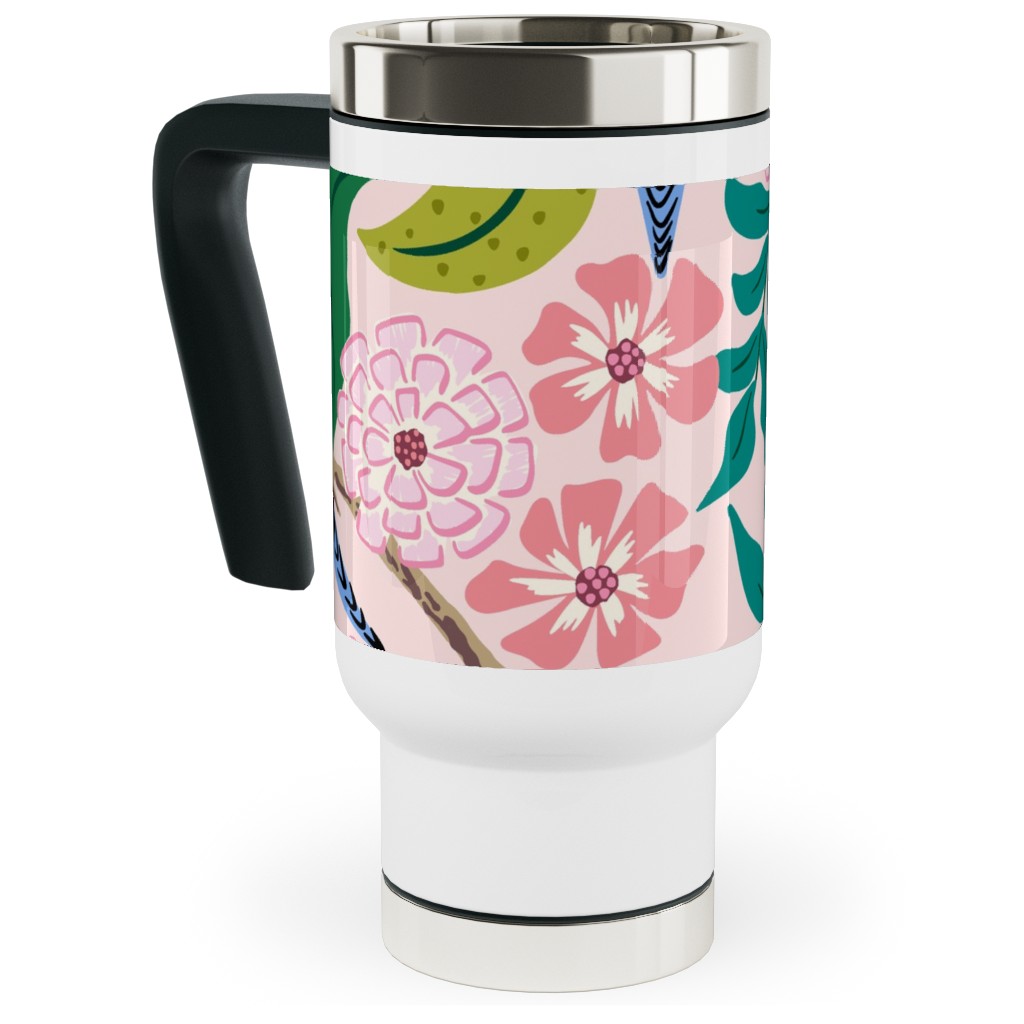Hot pink animal travel mug with a handle. main image 1